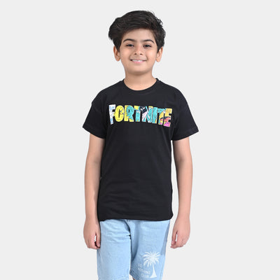 Boys Cotton Jersey T-Shirt H/S Fortnite-Jet Black