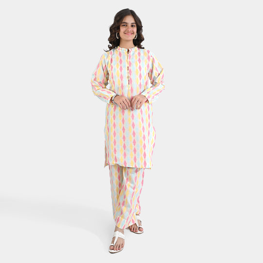 Teens Girls Jacquard 2PC Suit Ella-Ivory