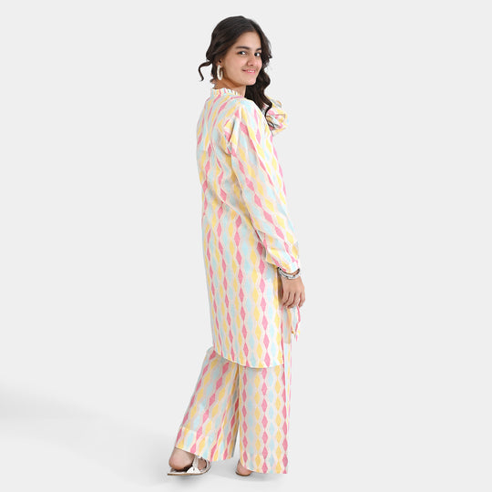 Teens Girls Jacquard 2PC Suit Ella-Ivory