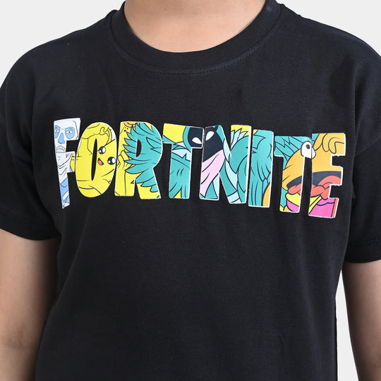 Boys Cotton Jersey T-Shirt H/S Fortnite-Jet Black