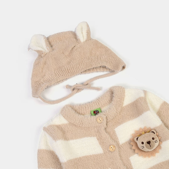 Infant Boys Acrylic Romper-Cozy Lion-Lt.Brown