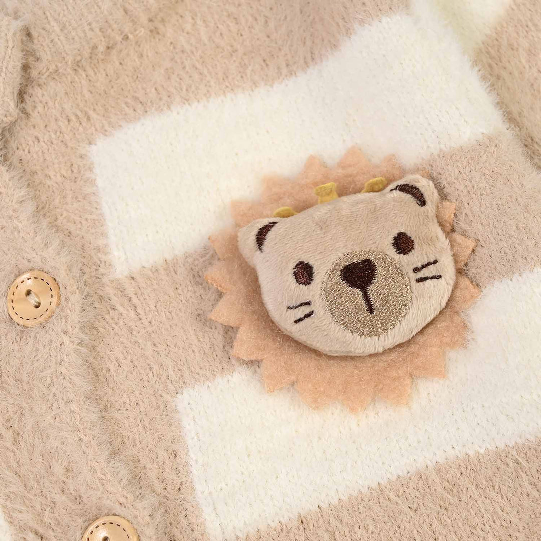 Infant Boys Acrylic Romper-Cozy Lion-Lt.Brown