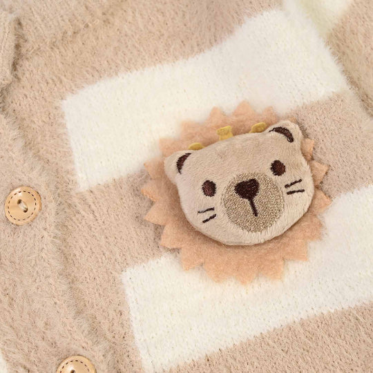 Infant Boys Acrylic Romper-Cozy Lion-Lt.Brown