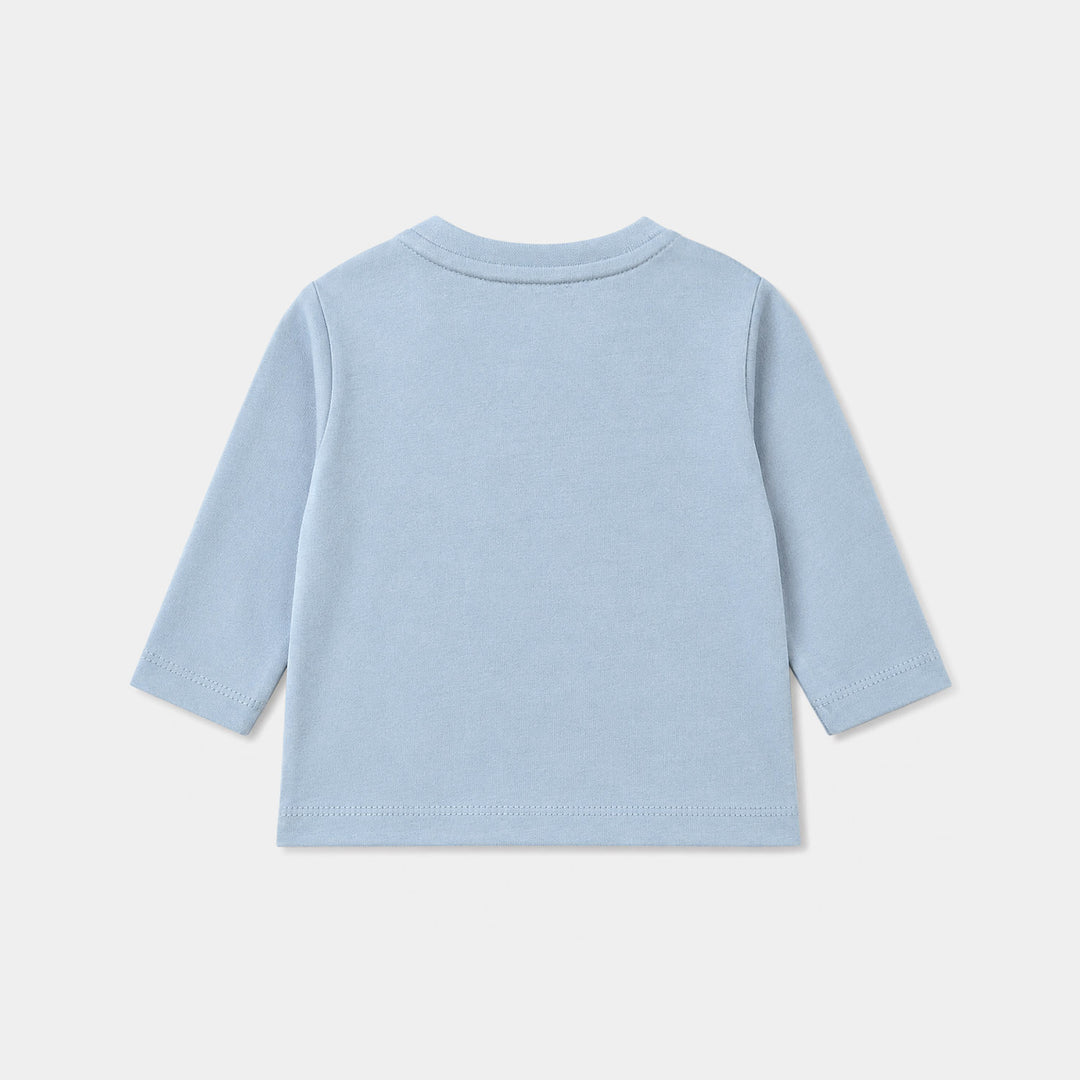 Infant Boys Cotton Jersey T-Shirt Full Sleeves Bear & Friends - Blue & Fog