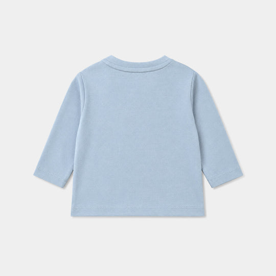 Infant Boys Cotton Jersey T-Shirt Full Sleeves Bear & Friends - Blue & Fog