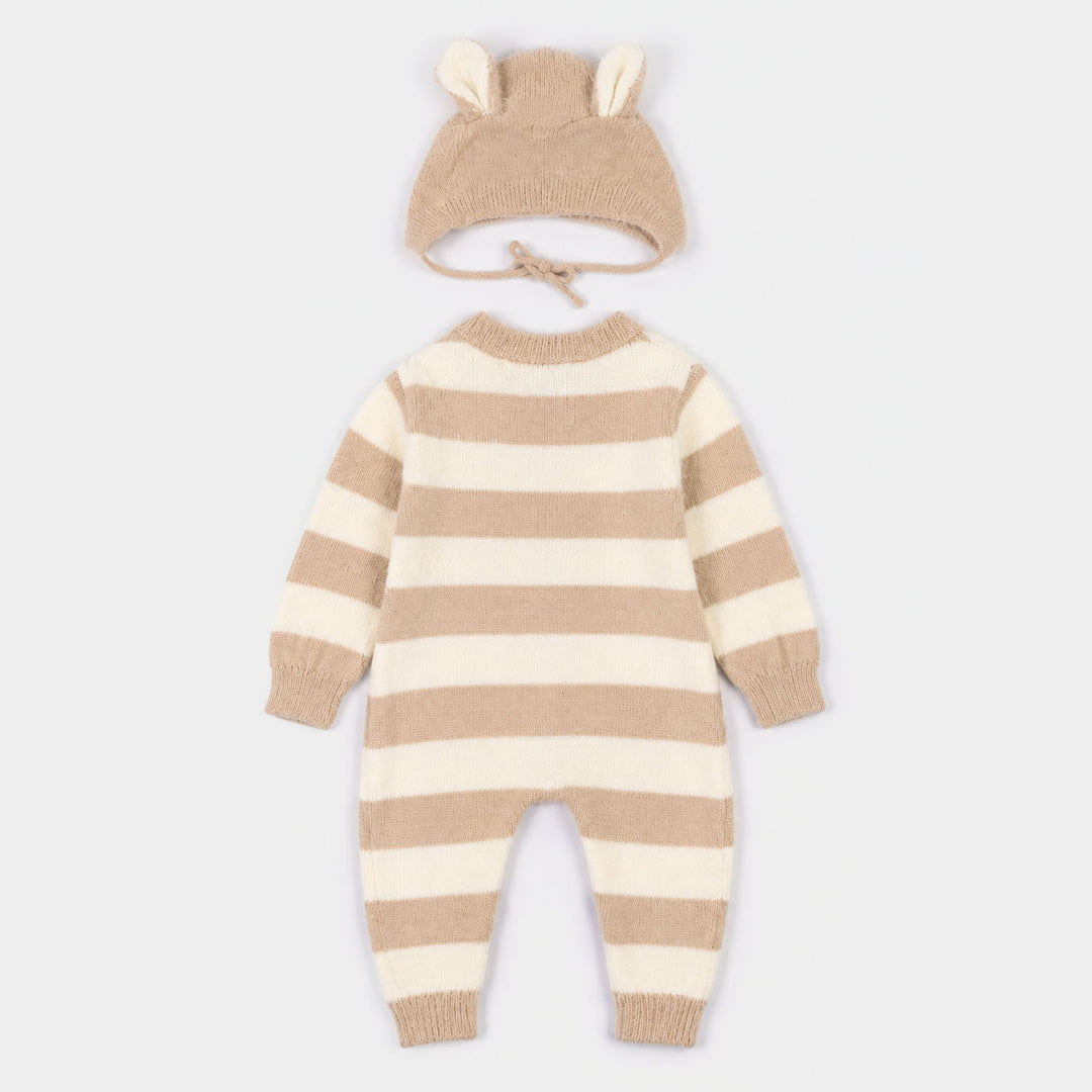 Infant Boys Acrylic Romper-Cozy Lion-Lt.Brown