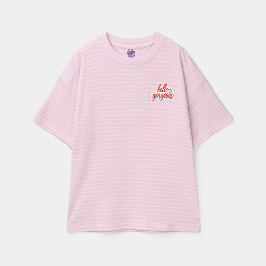 Girls Yarn Dyed HELLO GORGEOUS T-Shirt - Pink