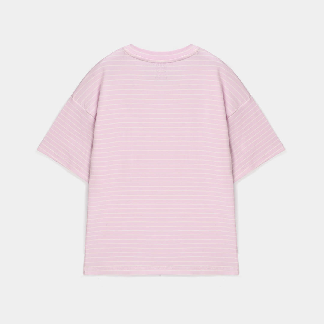 Girls Yarn Dyed HELLO GORGEOUS T-Shirt - Pink