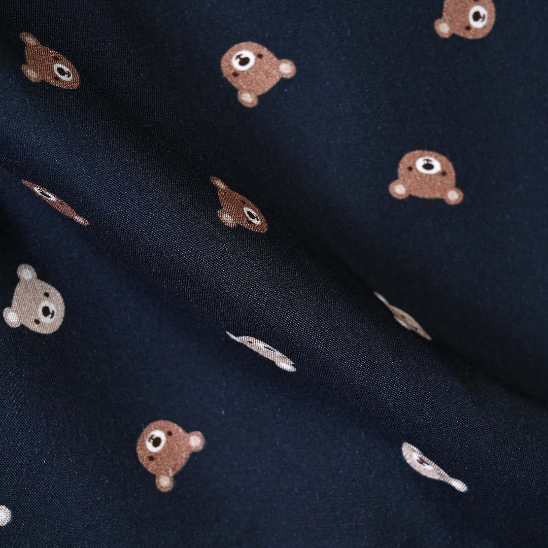 Infant Boys Linen Viscose Nightwear-Teddy-NAVY