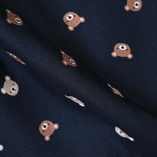 Infant Boys Linen Viscose Nightwear-Teddy-NAVY