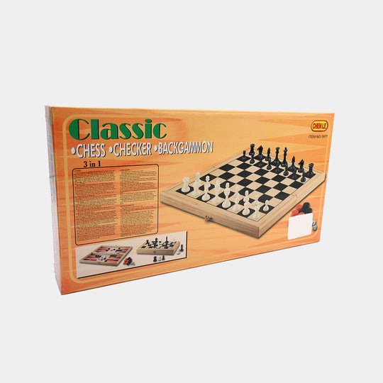 3-IN-1 WOODEN CHESS SET