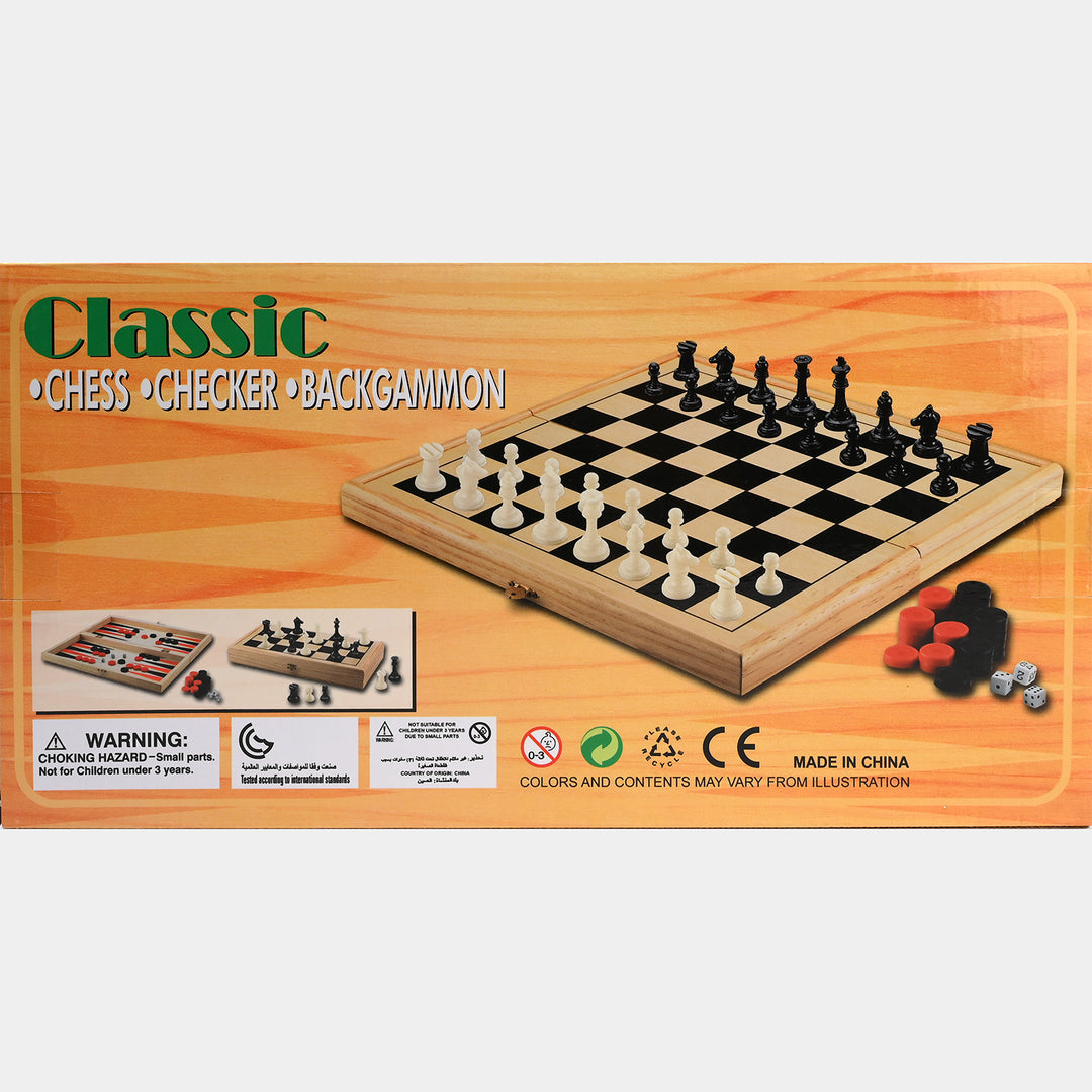 3-IN-1 WOODEN CHESS SET