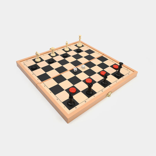 3-IN-1 WOODEN CHESS SET