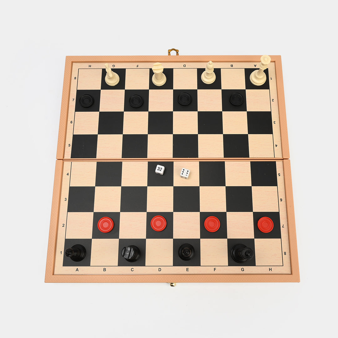 3-IN-1 WOODEN CHESS SET