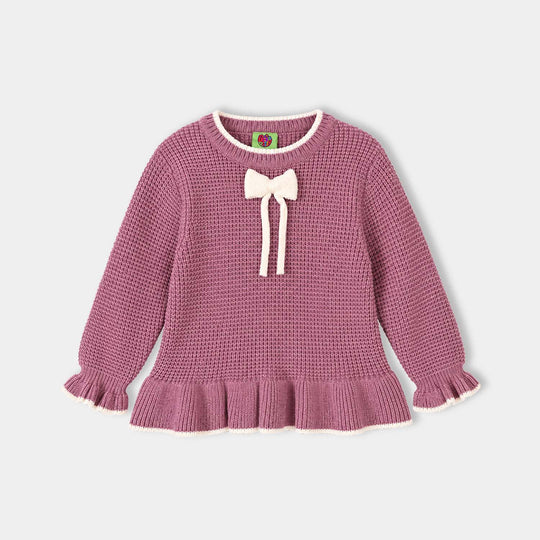 Infant Girls Acrylic Sweater-Mauve-Purple