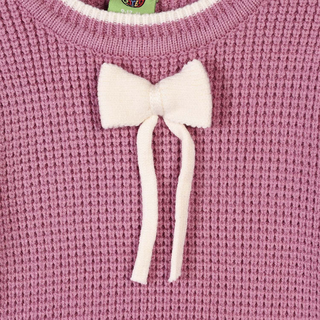 Infant Girls Acrylic Sweater-Mauve-Purple