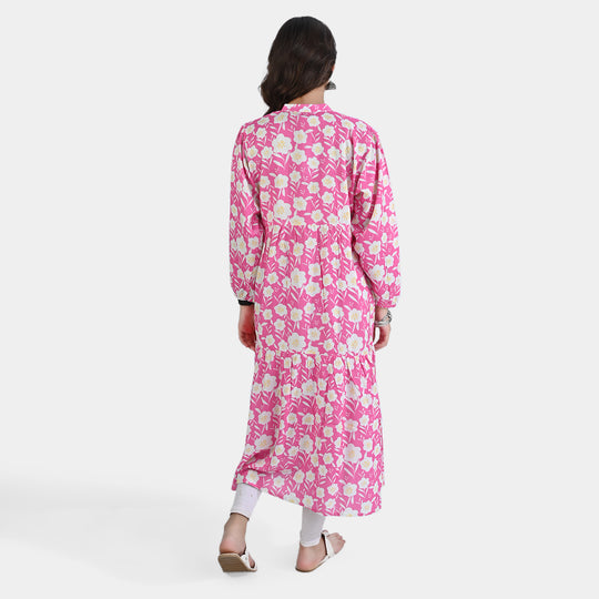 Teens Girls Viscose Long Dress Amal-Pink