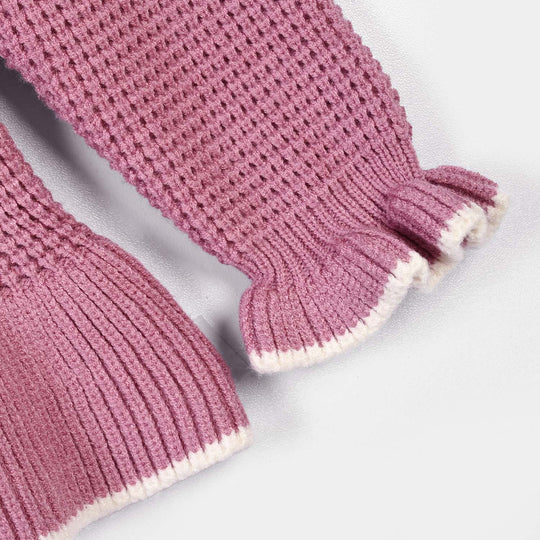 Infant Girls Acrylic Sweater-Mauve-Purple
