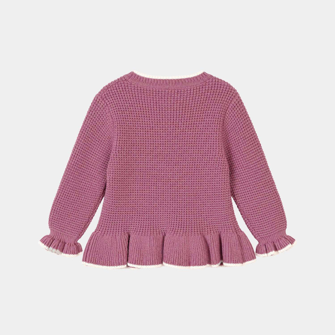 Infant Girls Acrylic Sweater-Mauve-Purple