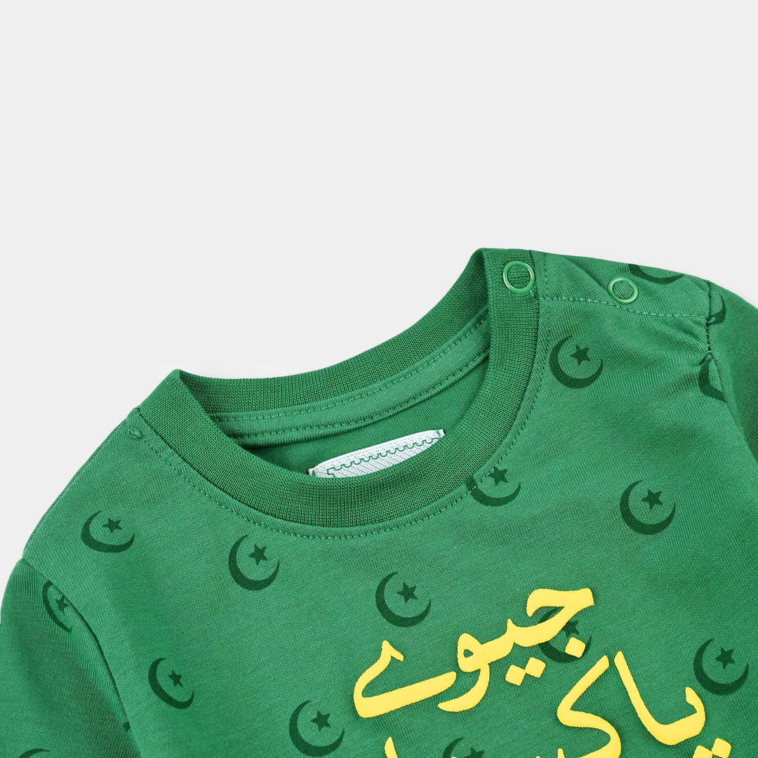 Infant Boys Polyester Cotton Blended T-Shirt Chand Sitara-Green