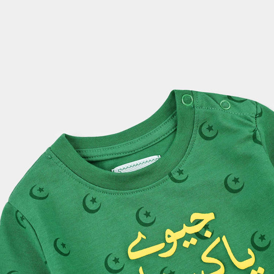 Infant Boys Polyester Cotton Blended T-Shirt Chand Sitara-Green