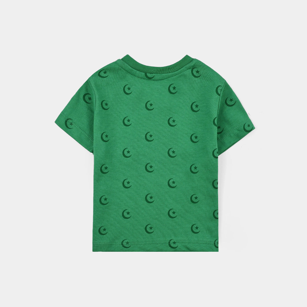 Infant Boys Polyester Cotton Blended T-Shirt Chand Sitara-Green