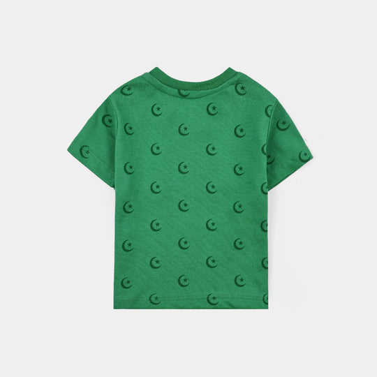 Infant Boys Polyester Cotton Blended T-Shirt Chand Sitara-Green