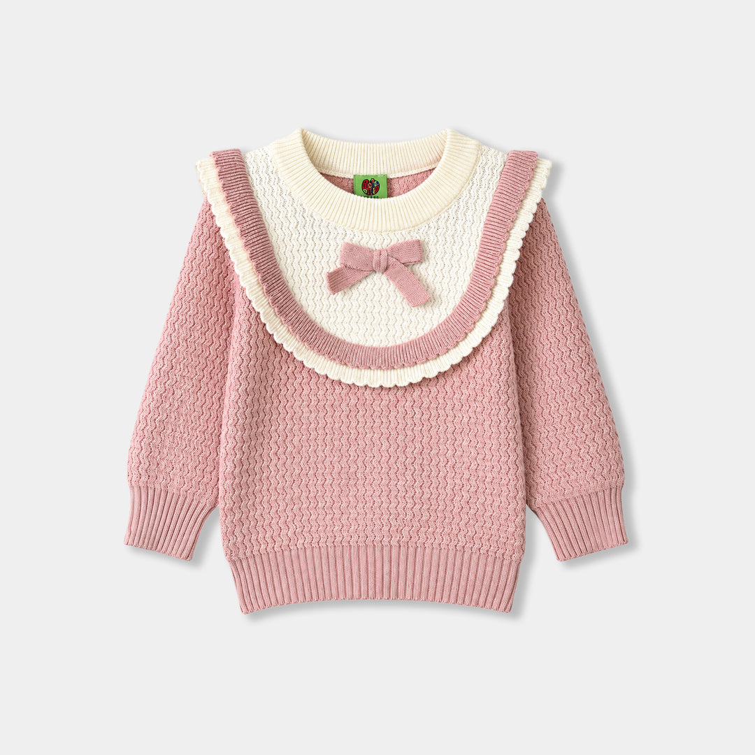 Infant Girls Acrylic Sweater-Elegant Scallop-LT.Pink