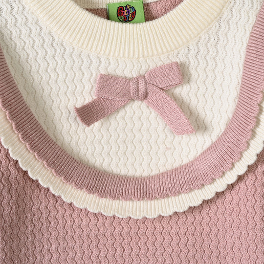 Infant Girls Acrylic Sweater-Elegant Scallop-LT.Pink