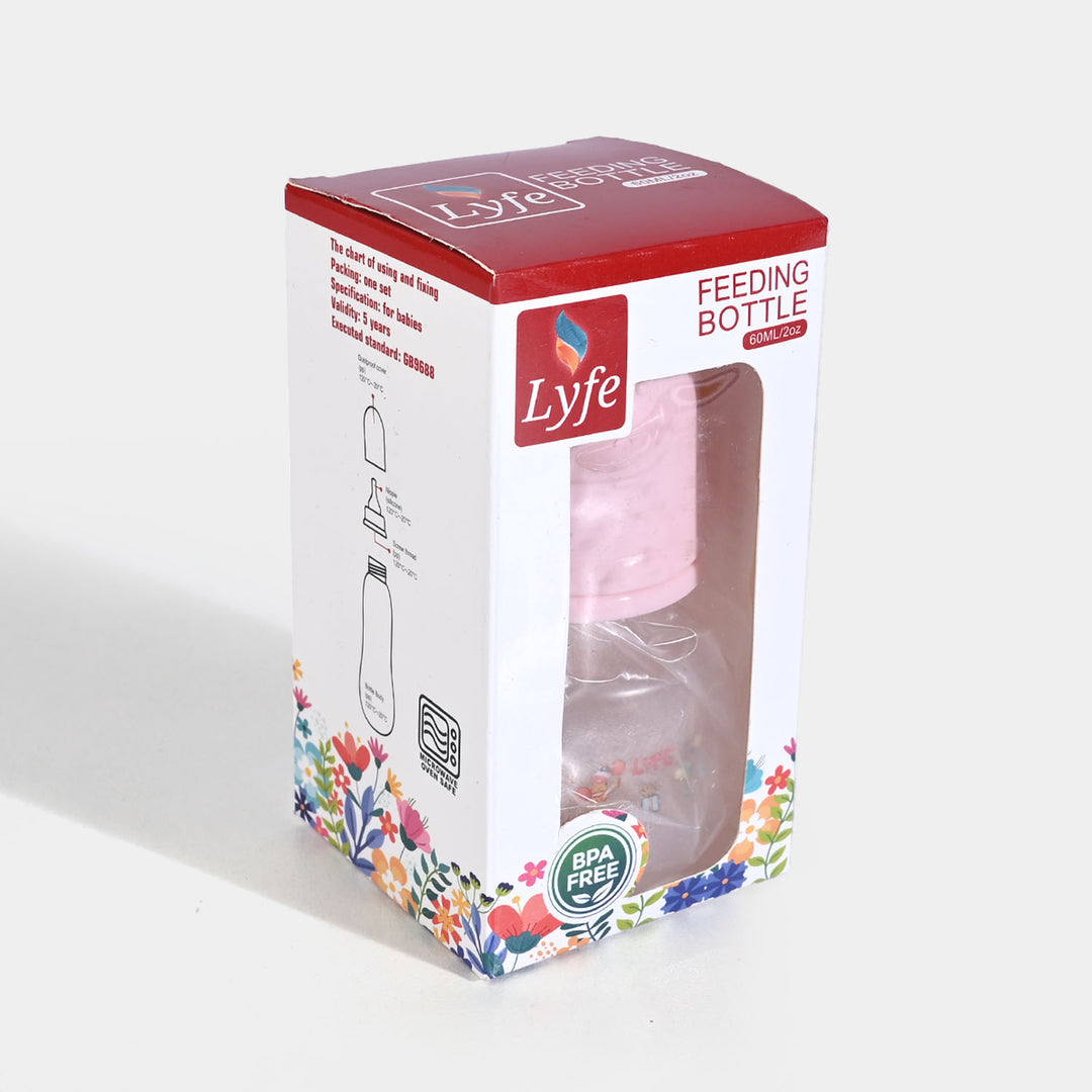 Lyfe Baby Plastic Feeding Bottle 2Oz |60ml |Pink
