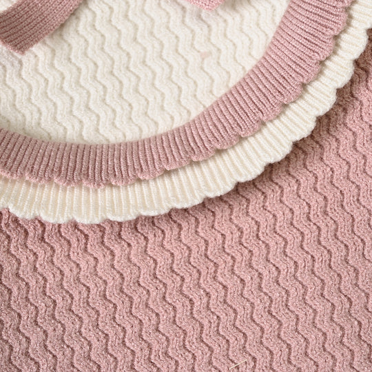 Infant Girls Acrylic Sweater-Elegant Scallop-LT.Pink