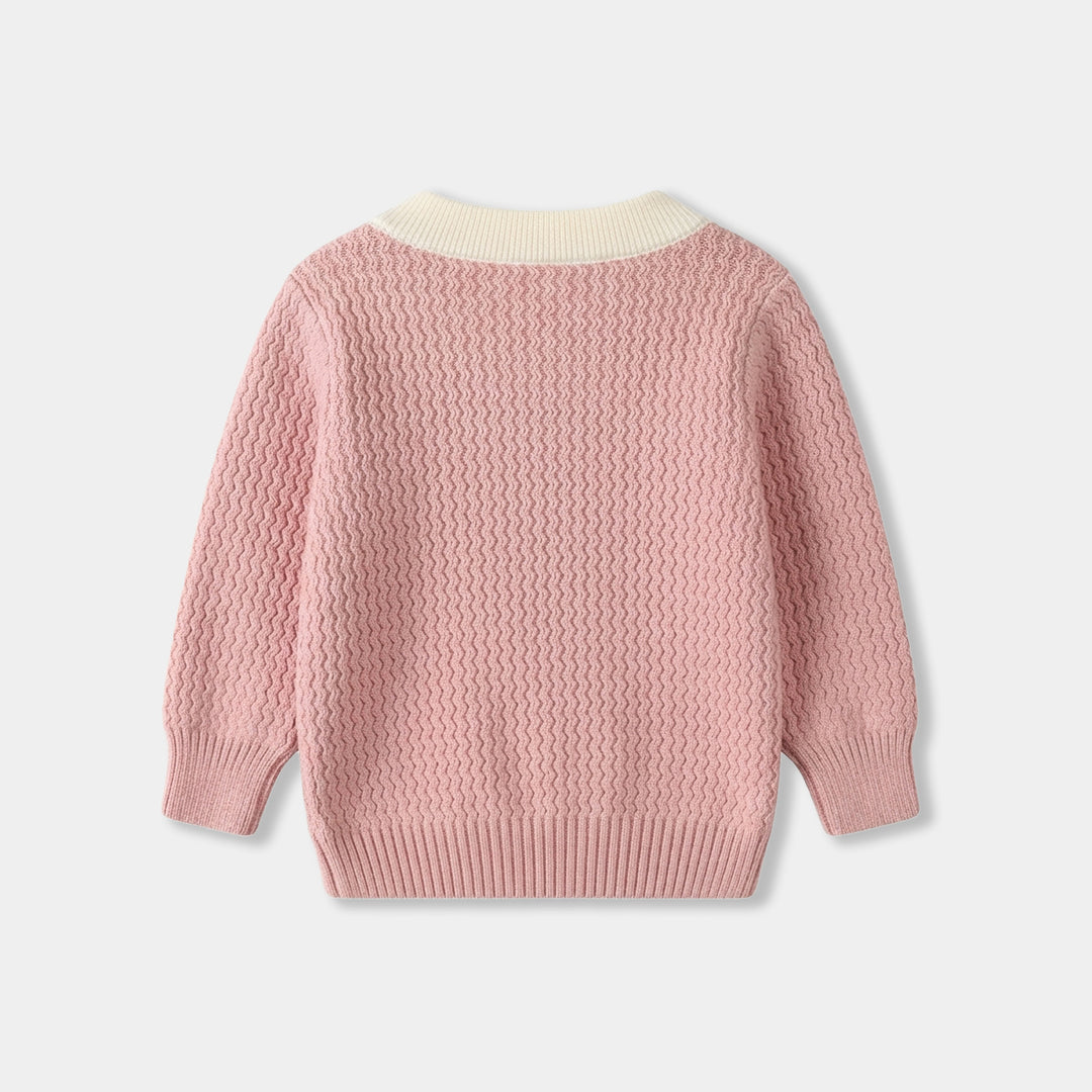 Infant Girls Acrylic Sweater-Elegant Scallop-LT.Pink