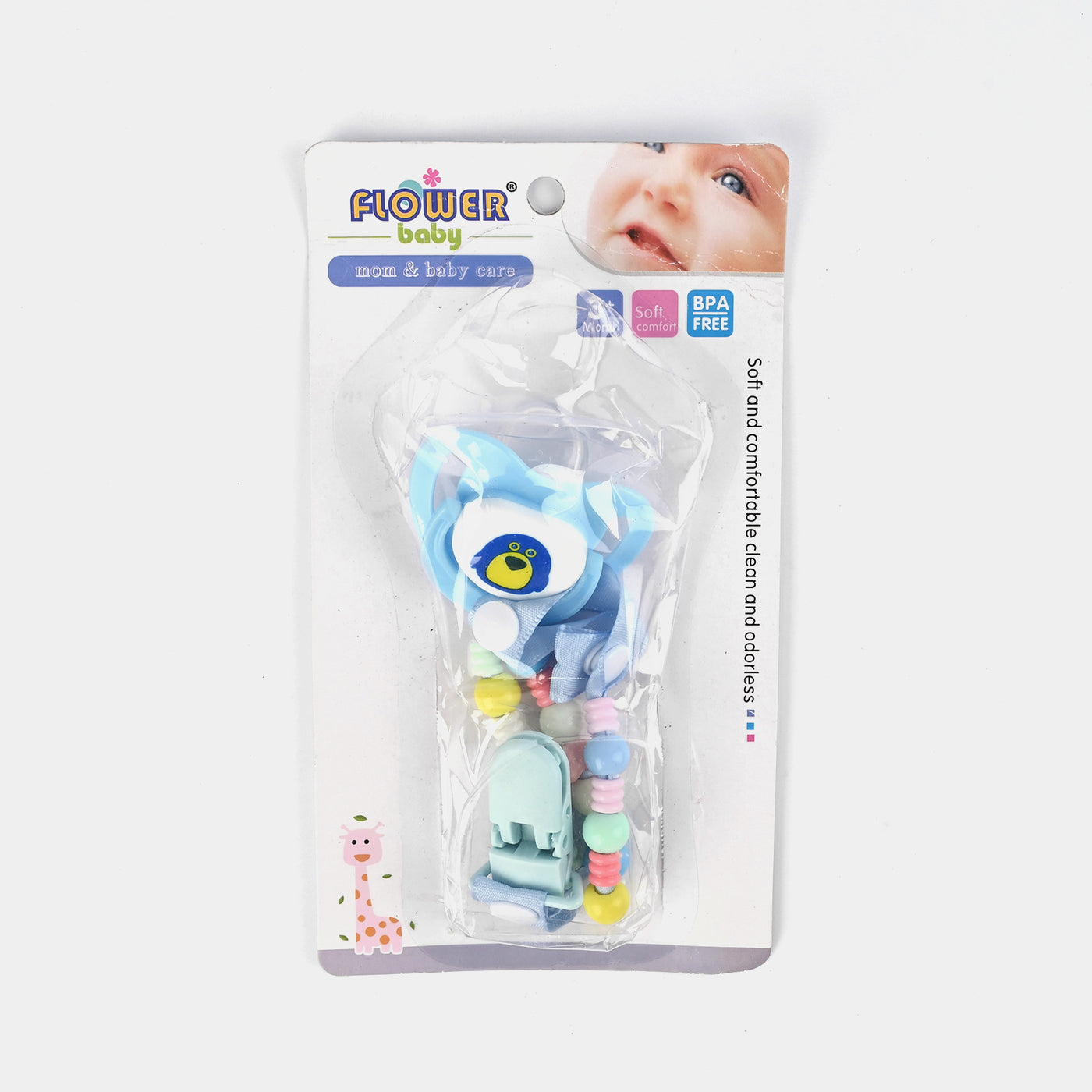 Pacifier With Chain Flower Blue | 3M+