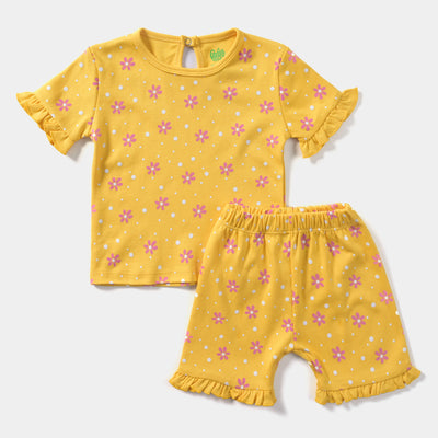 Infant Girls Cotton Interlock Knitted Suit Flower & Dots-L.Chrome