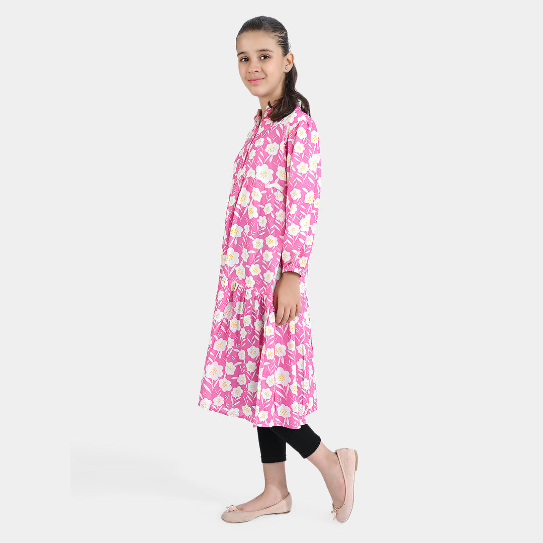 Girls Viscose Long Dress Amal-Pink