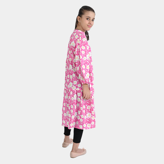 Girls Viscose Long Dress Amal-Pink