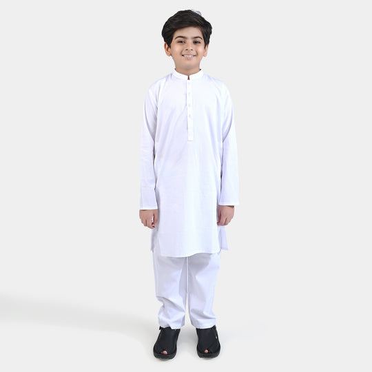 Boys Cotton Poplin Pyjama Suit (Elegant)-White