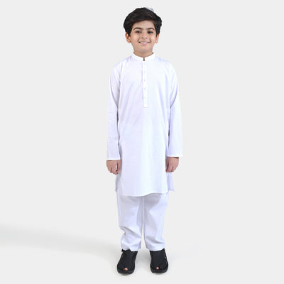Boys Cotton Poplin Shalwar Suit (Elegant)-White