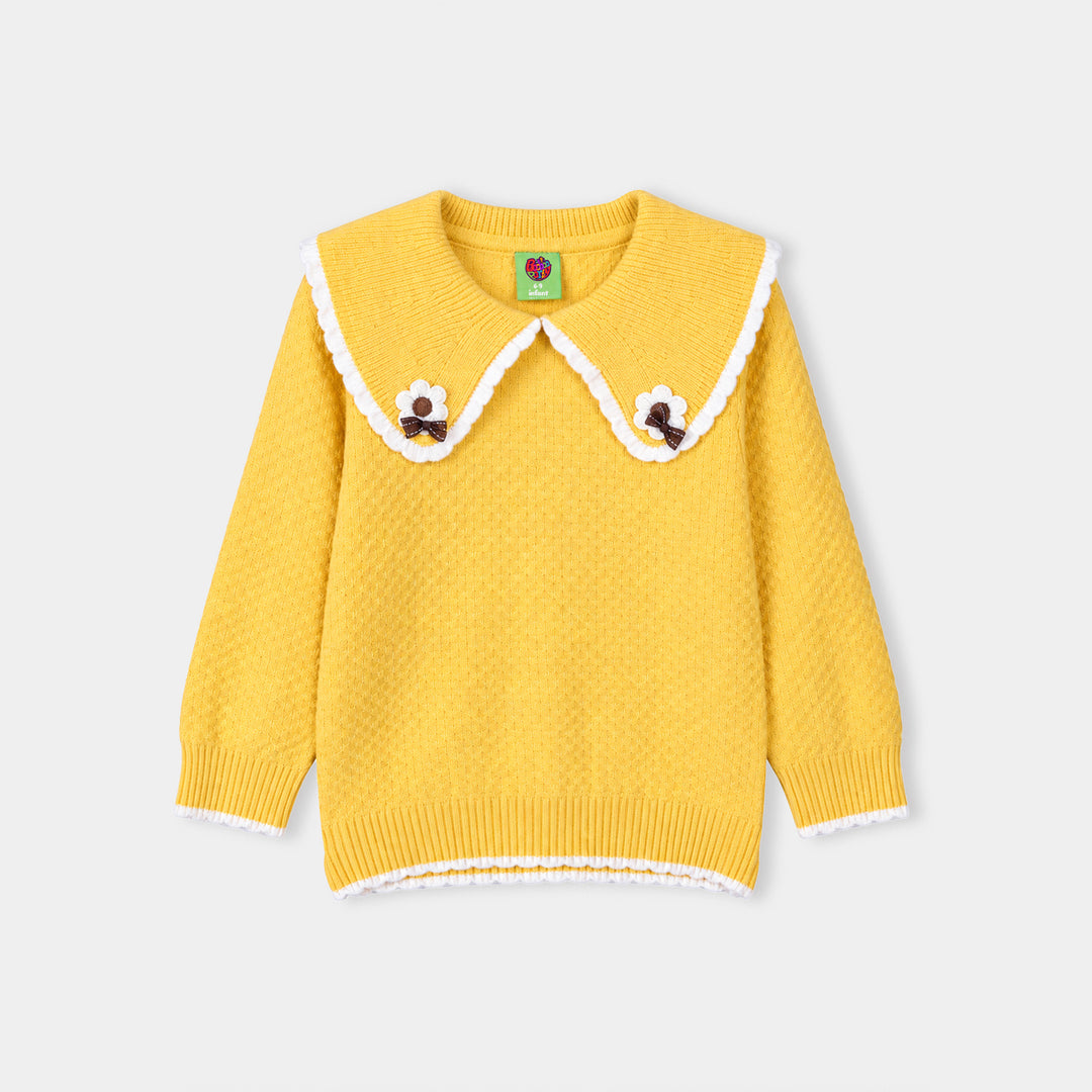 Infant Girls Acrylic Sweater-Peterpan Daisy-Yellow