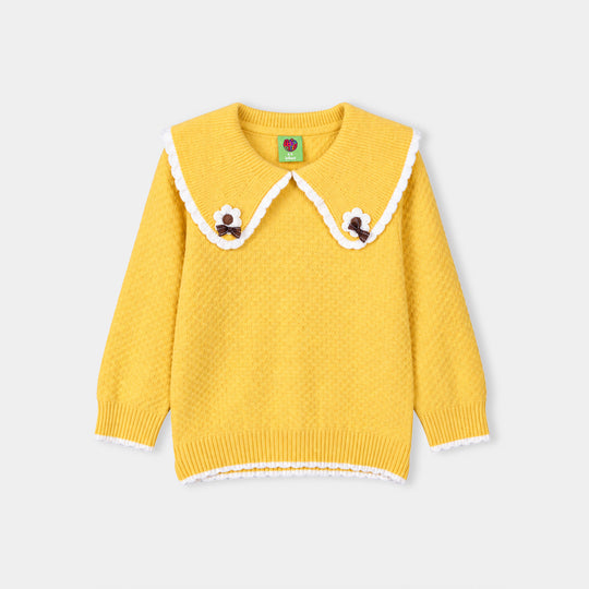 Infant Girls Acrylic Sweater-Peterpan Daisy-Yellow