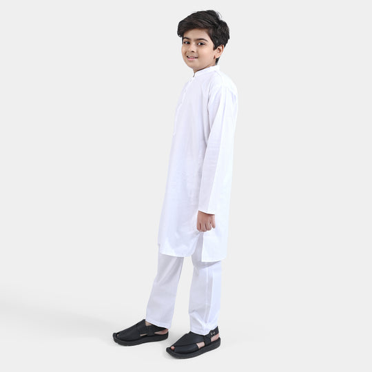 Boys Cotton Poplin Pyjama Suit (Elegant)-White