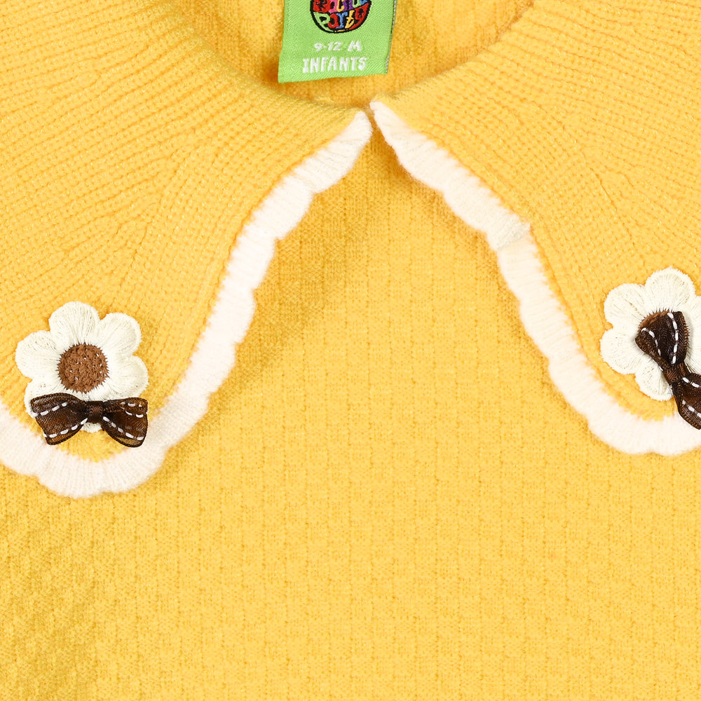 Infant Girls Acrylic Sweater-Peterpan Daisy-Yellow