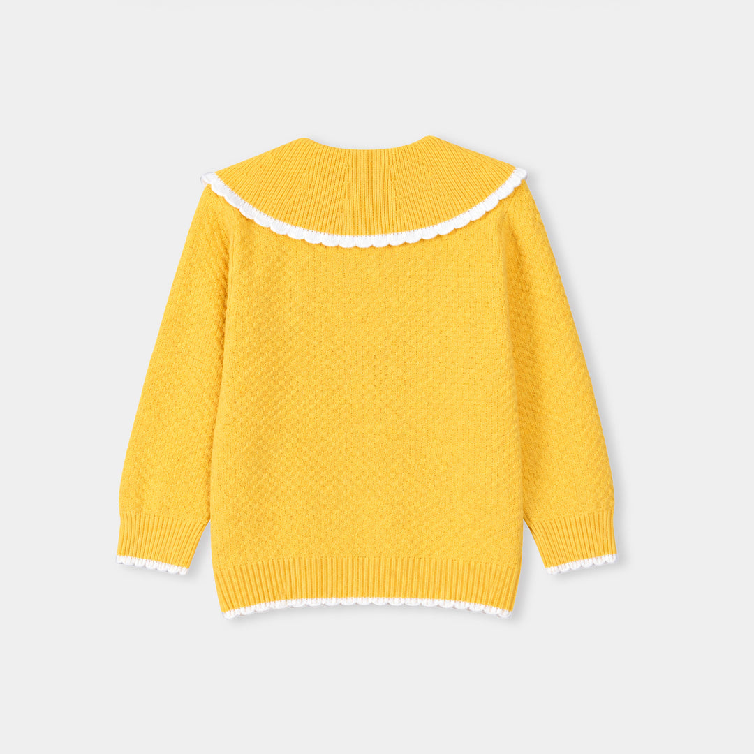 Infant Girls Acrylic Sweater-Peterpan Daisy-Yellow