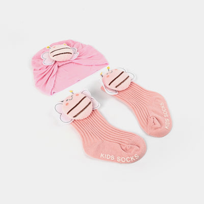 Cap+socks Set Butterfly Pink 9M+