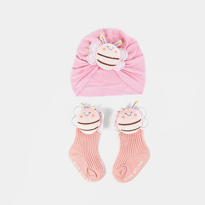 Cap+socks Set Butterfly Pink 9M+