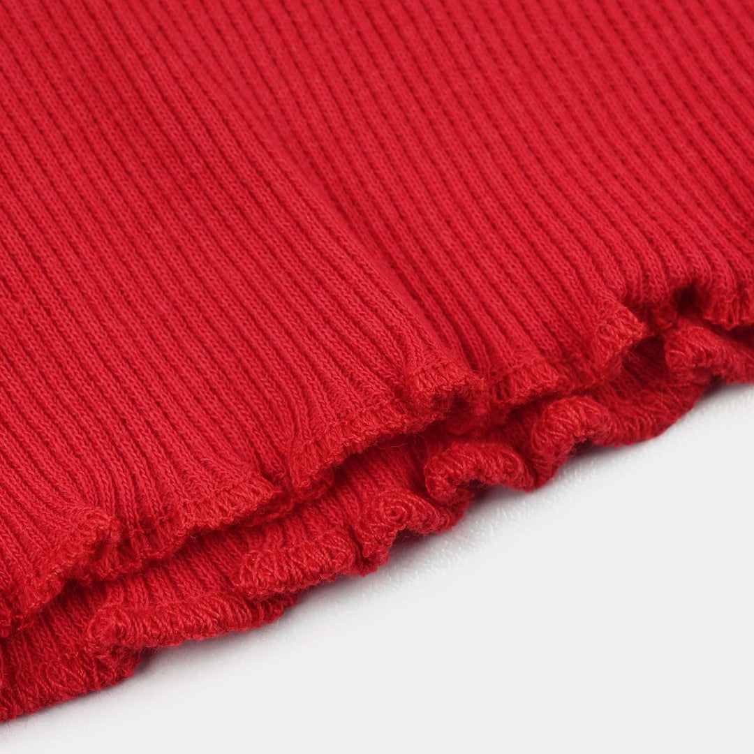 Girls 2x1 Rib T-Shirt (Happy Racing) - Red