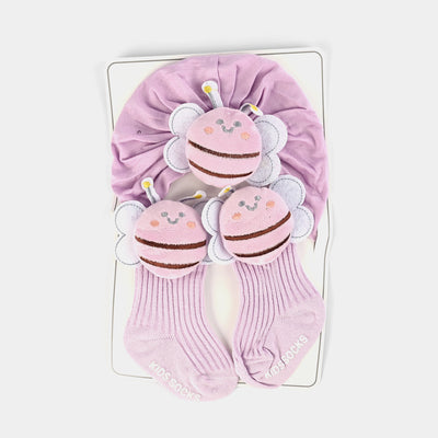 Cap+socks Set Butterfly Purple 9M+