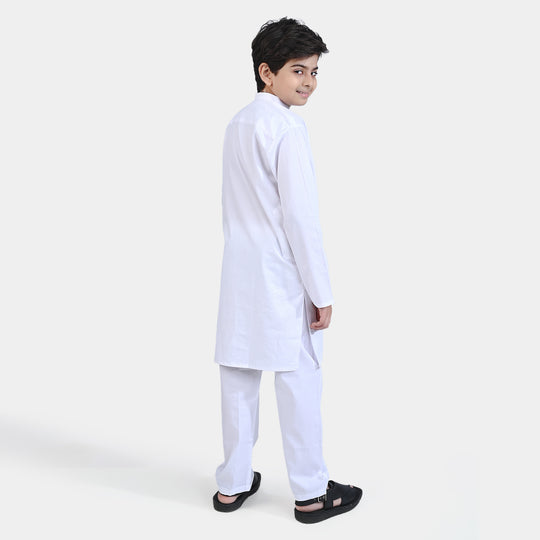 Boys Cotton Poplin Pyjama Suit (Elegant)-White