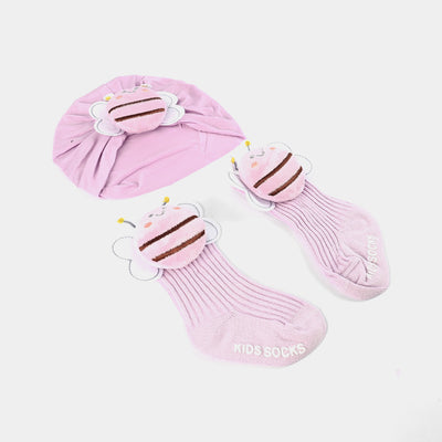 Cap+socks Set Butterfly Purple 9M+