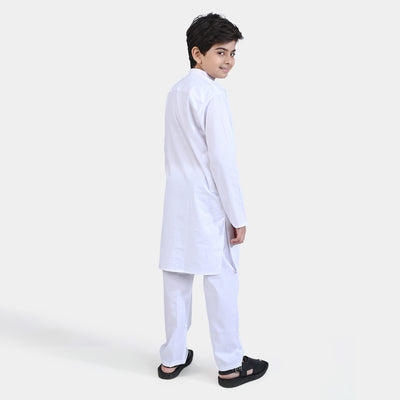 Boys Cotton Poplin Shalwar Suit (Elegant)-White